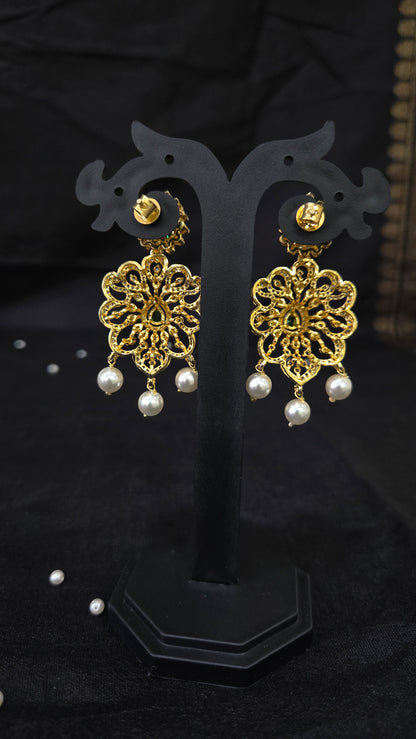 Zircon Earrings with green stones