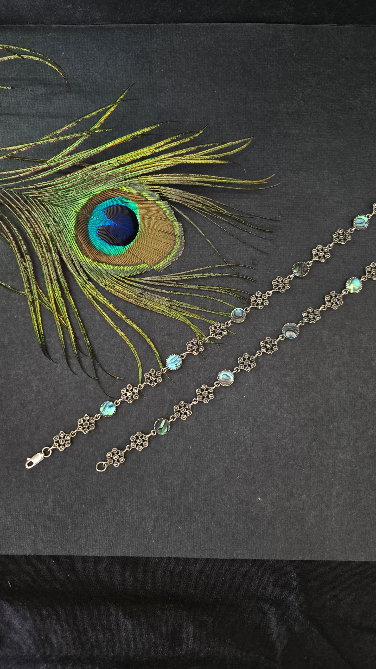 Black marka and mother of pearls anklets