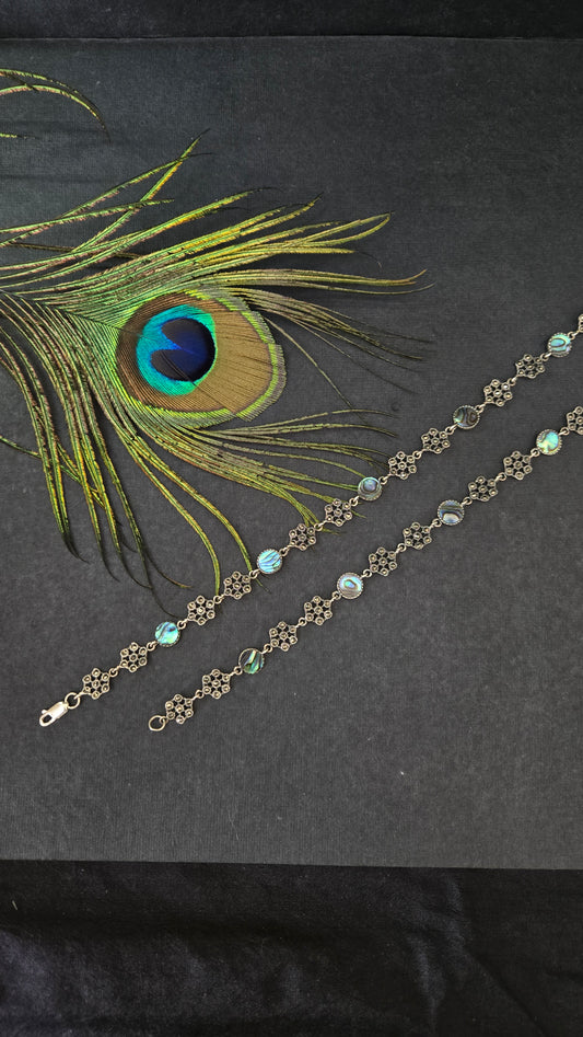 Black marka and mother of pearls anklets