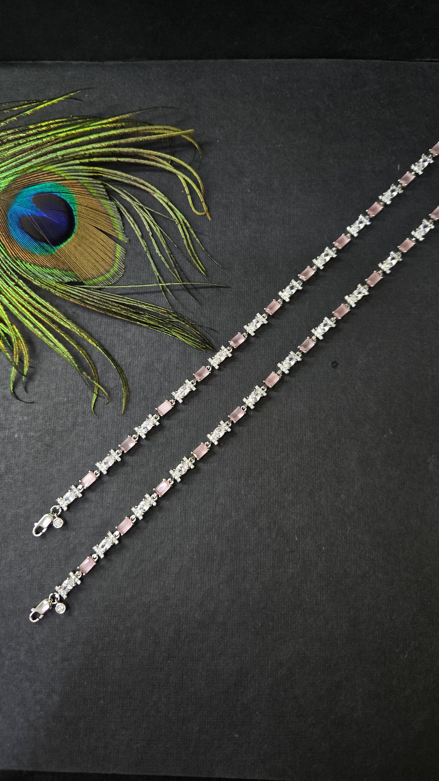 Sea stone and Moissanite anklets