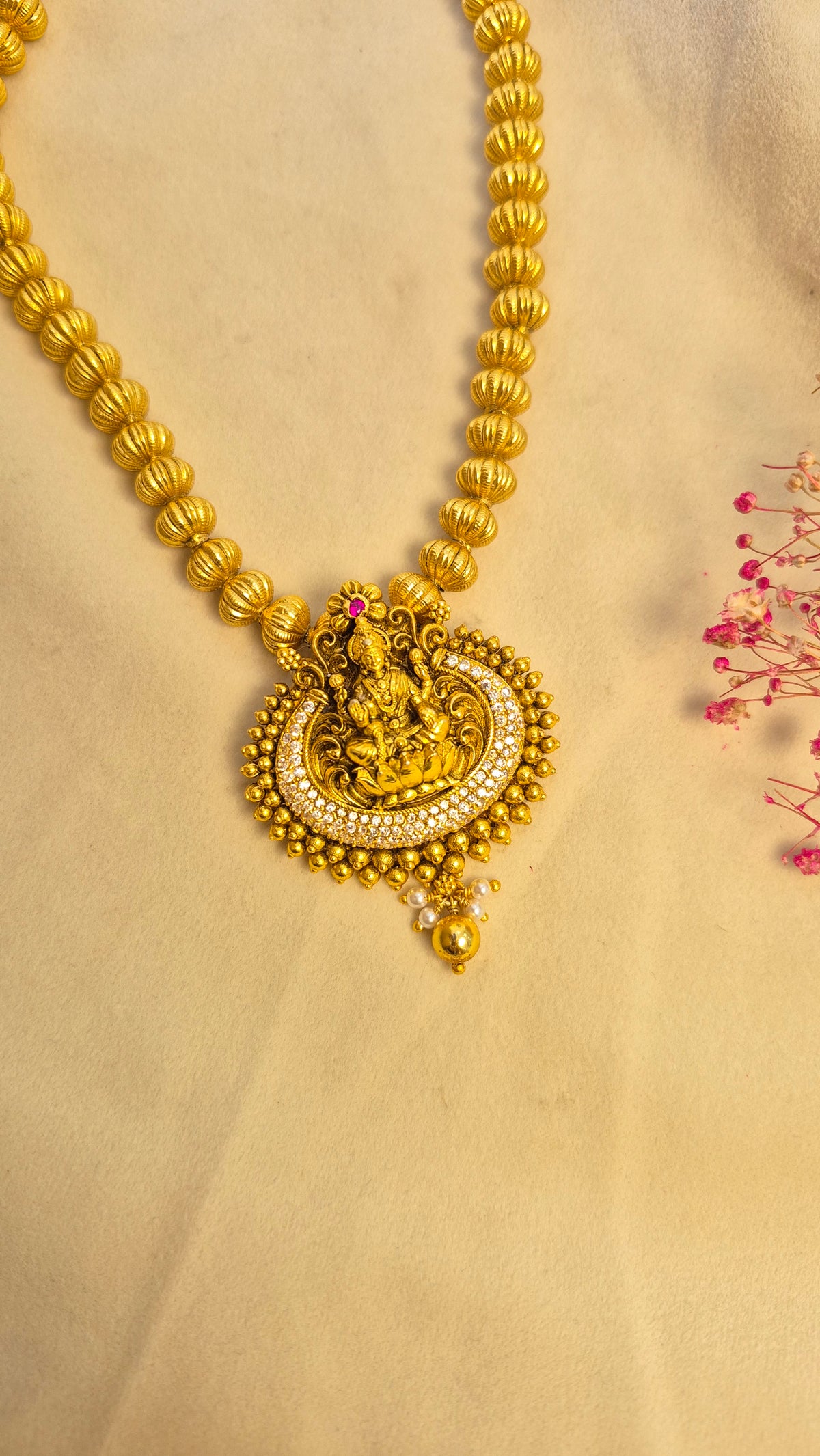 3D Ball chain with Lakshmi CZ pendant