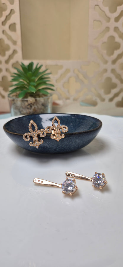 2 in 1 stud in rose gold