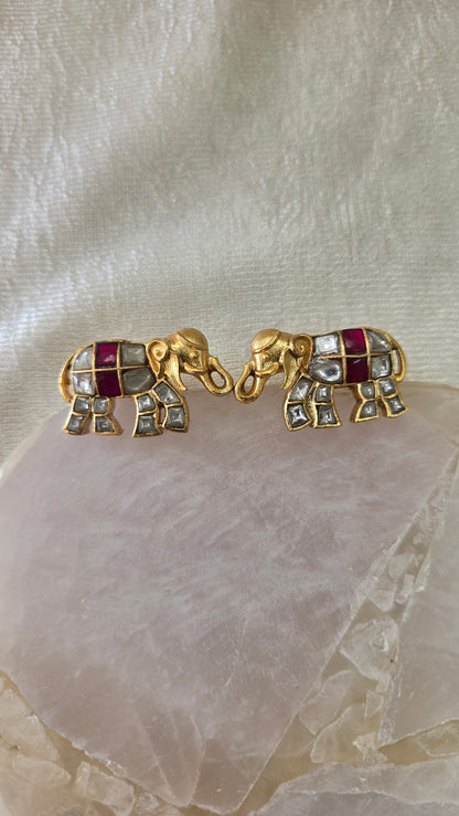 Kundan Elephant stud Earrings