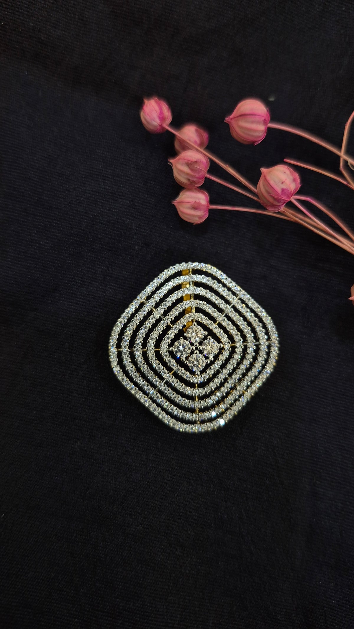 White stone pendant and Earring set