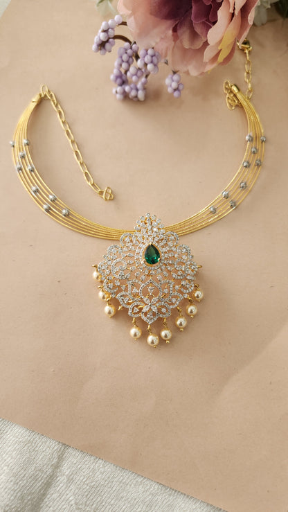 Hasli with CZ 3D Pendant set with earrings