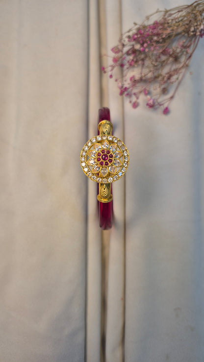 12 colour Nakas Mogappu bangle with Red and White stones