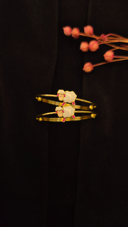 Baby sheep kada on gold polish