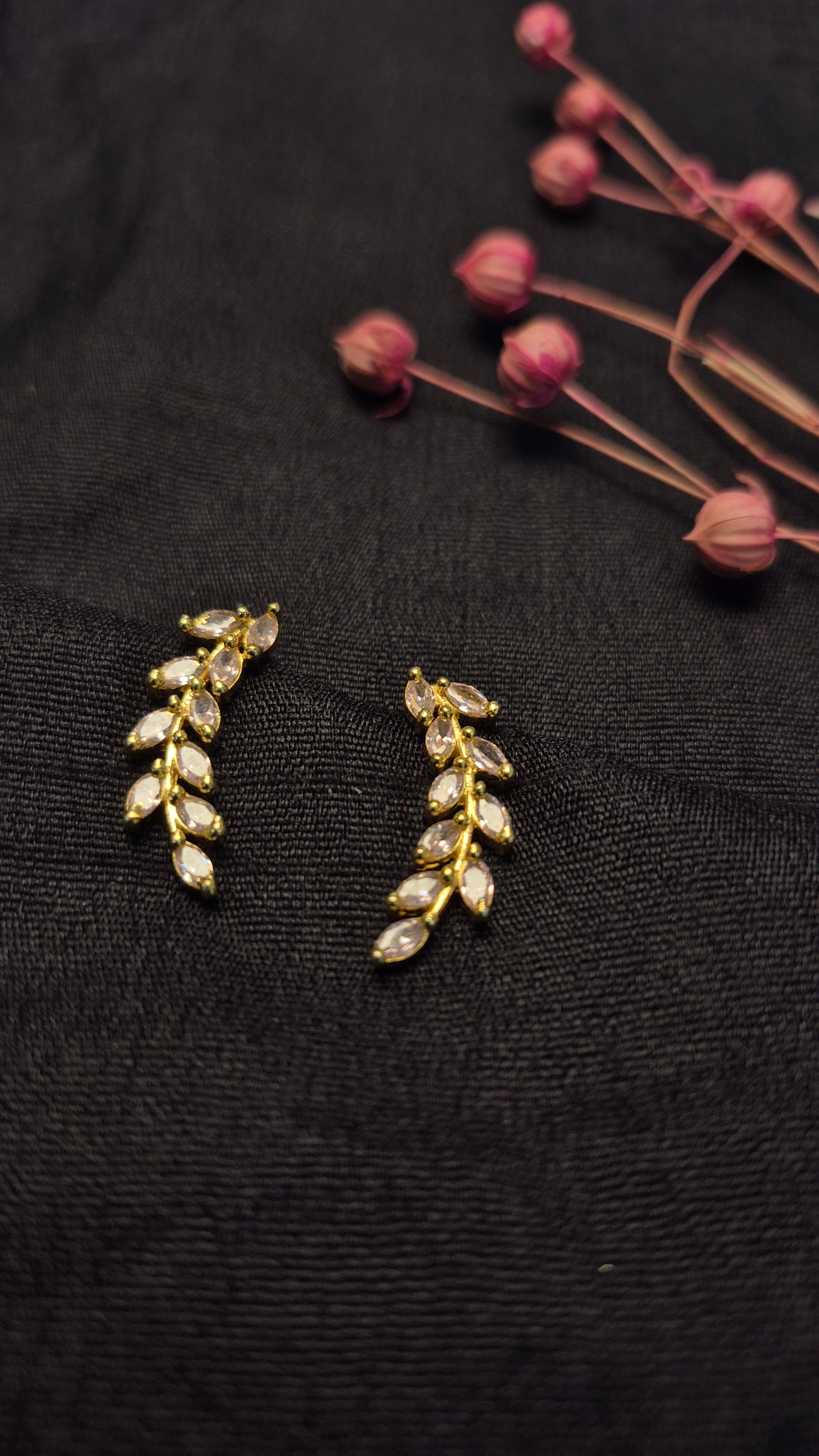 Pink leaves Ear Climber