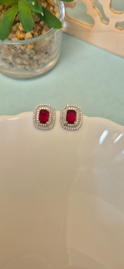 Red stone cz stud
