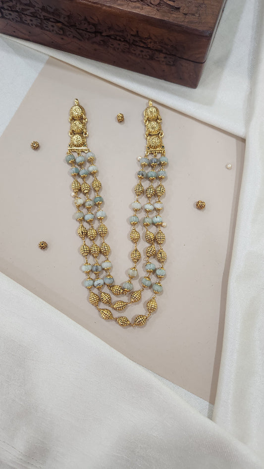 Pumpkin beads 3 layer Necklace