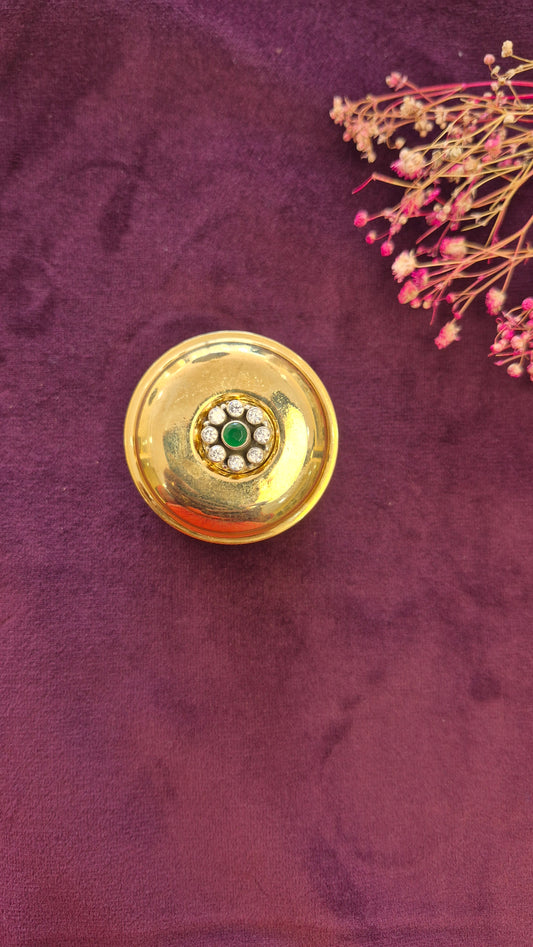Kumkum box or multi utility silver box with cut stone work