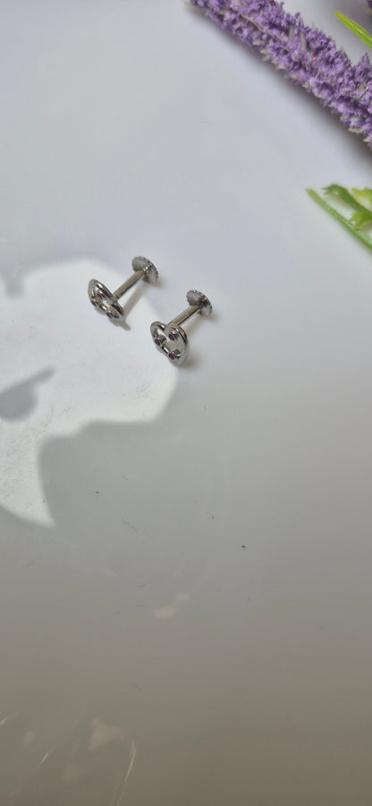 Heart with pink stone stud