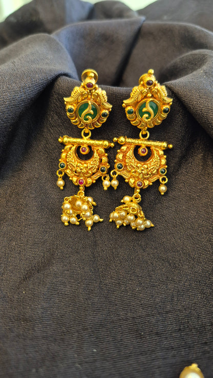 7 in 1 Green stone nakas earrings