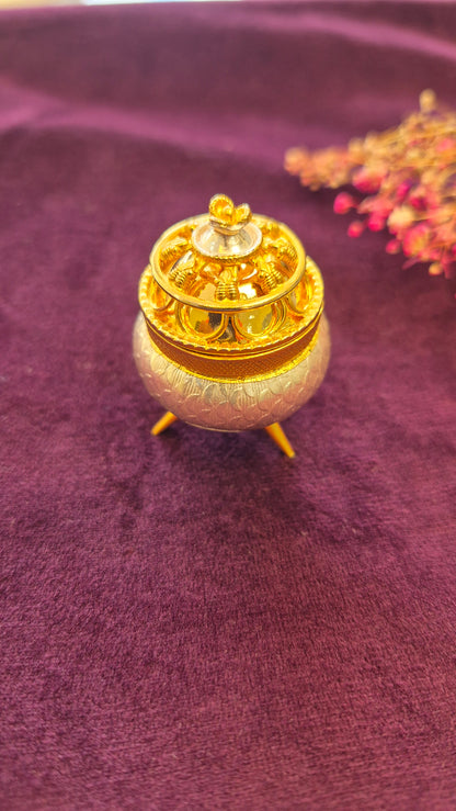 Kumkum box or multi utility silver box in dual tone
