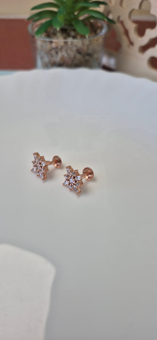 Square stone flower stud