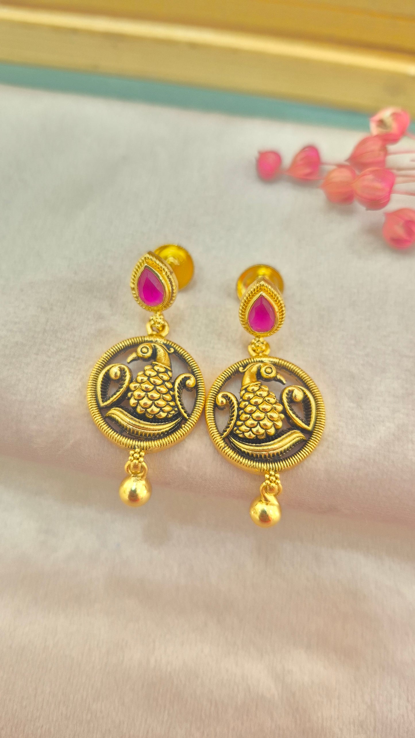 Peacock drops earrings