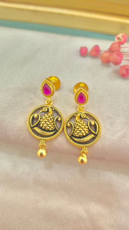 Peacock drops earrings