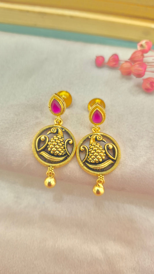 Peacock drops earrings