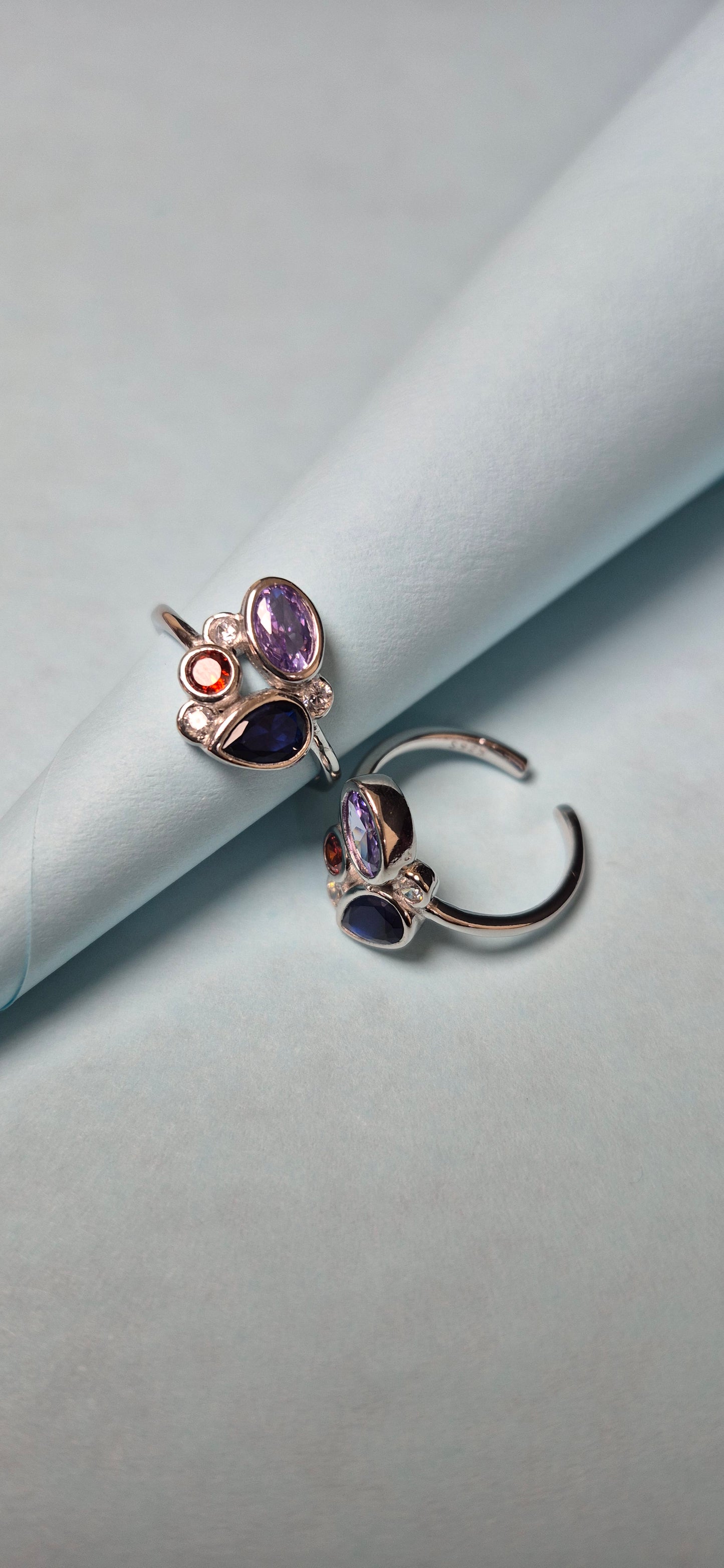 Premium Closed setting multi color toe rings