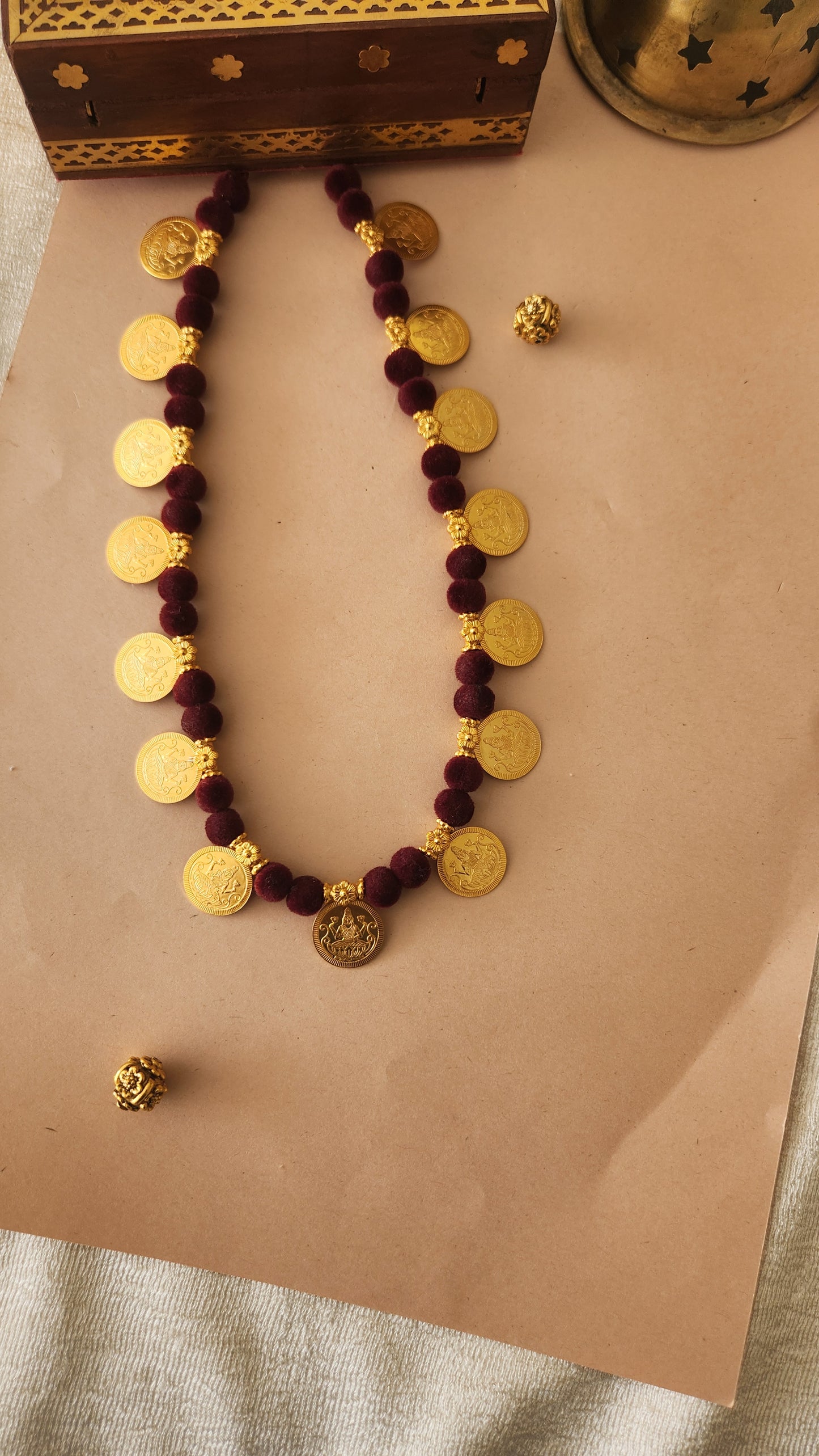Red ball Kasu Nagas Necklace