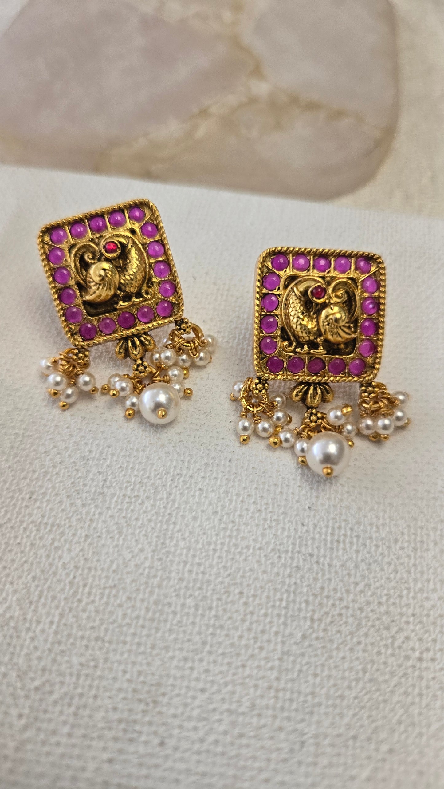 Kundan square stud Earrings