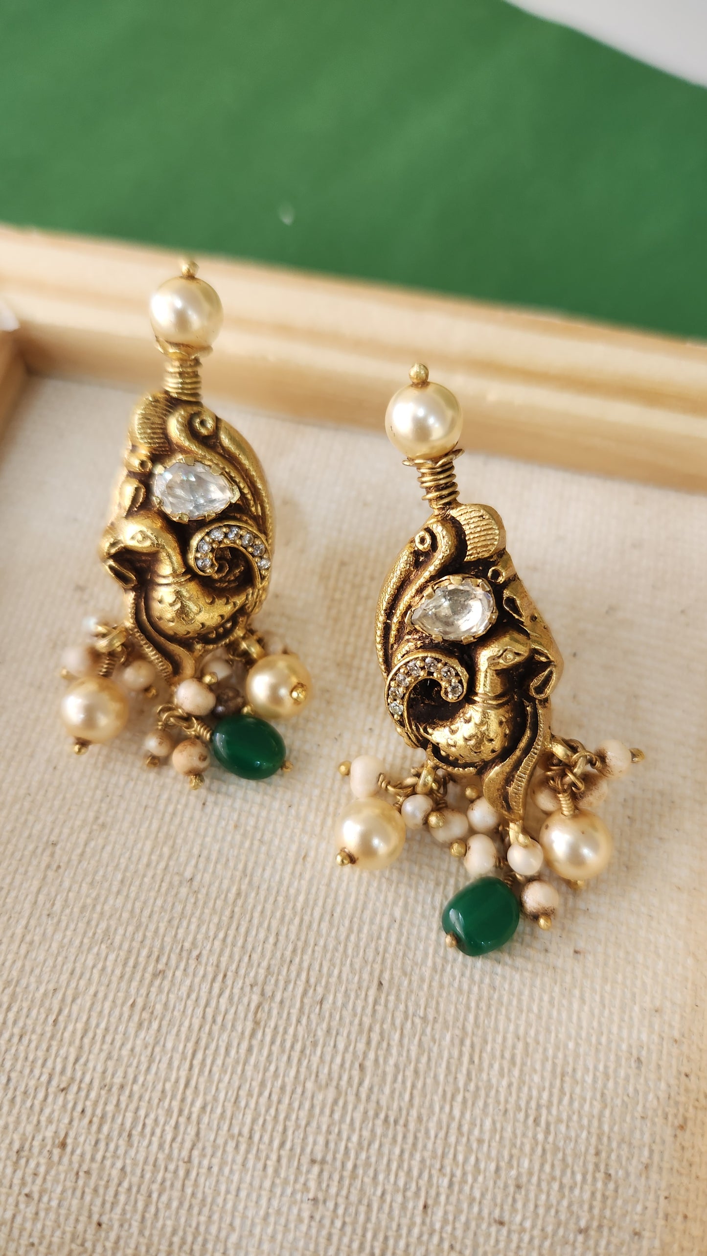 Peacock Motif Nakshi Kundan studs