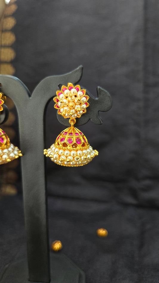 Traditional pearl jhumka