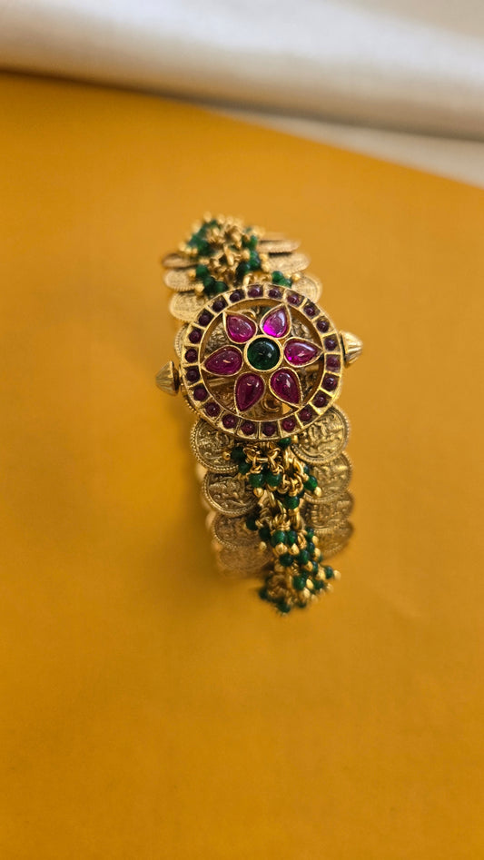 Kasu and kundan bangle contemporary style