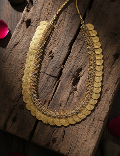Kasu mala adorned with stones
