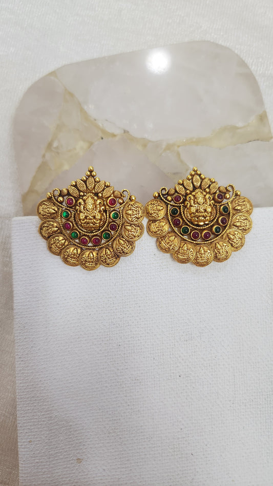 Kasu Chandbali Stud Earrings