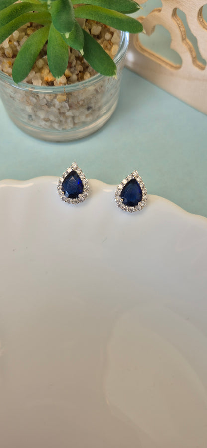 Blue tear drop stud