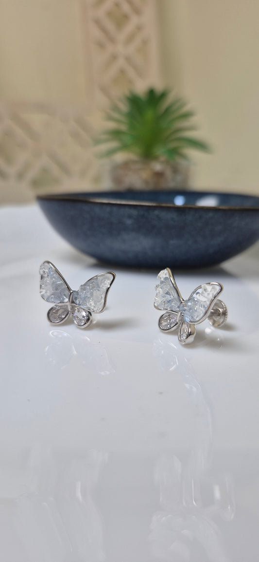 Uncut semiprecious cluster stones butterfly