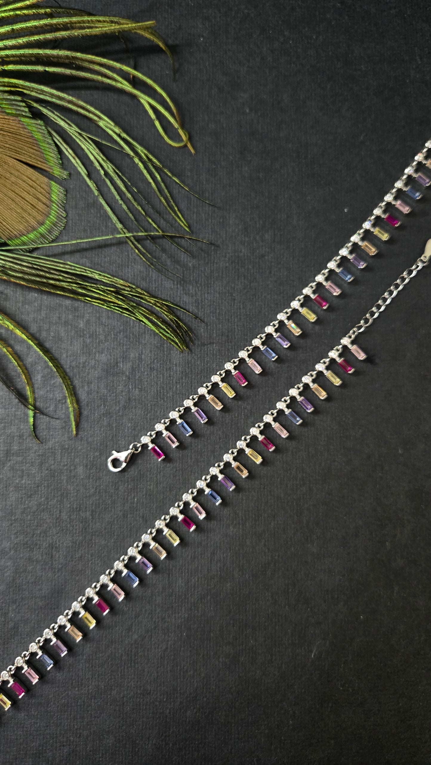 Multicolor semiprecious stoned anklets