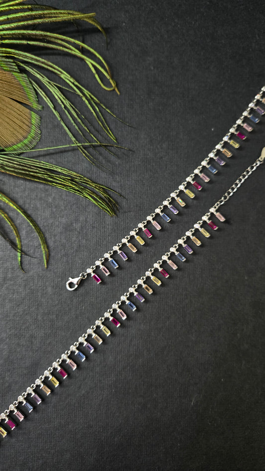 Multicolor semiprecious stoned anklets