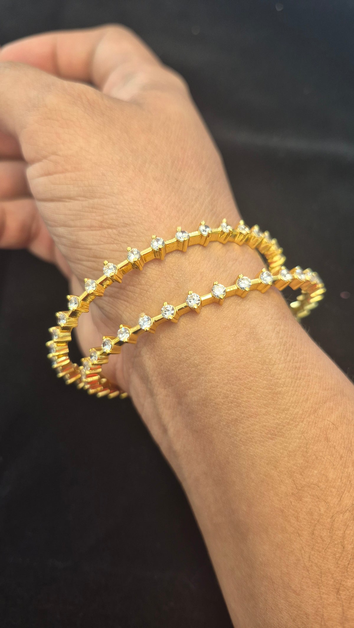 Diamond look alike CZ Stone bangle in Silver