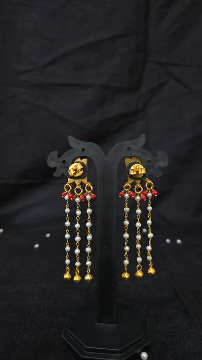 Kundan Earrings with long pearl drops