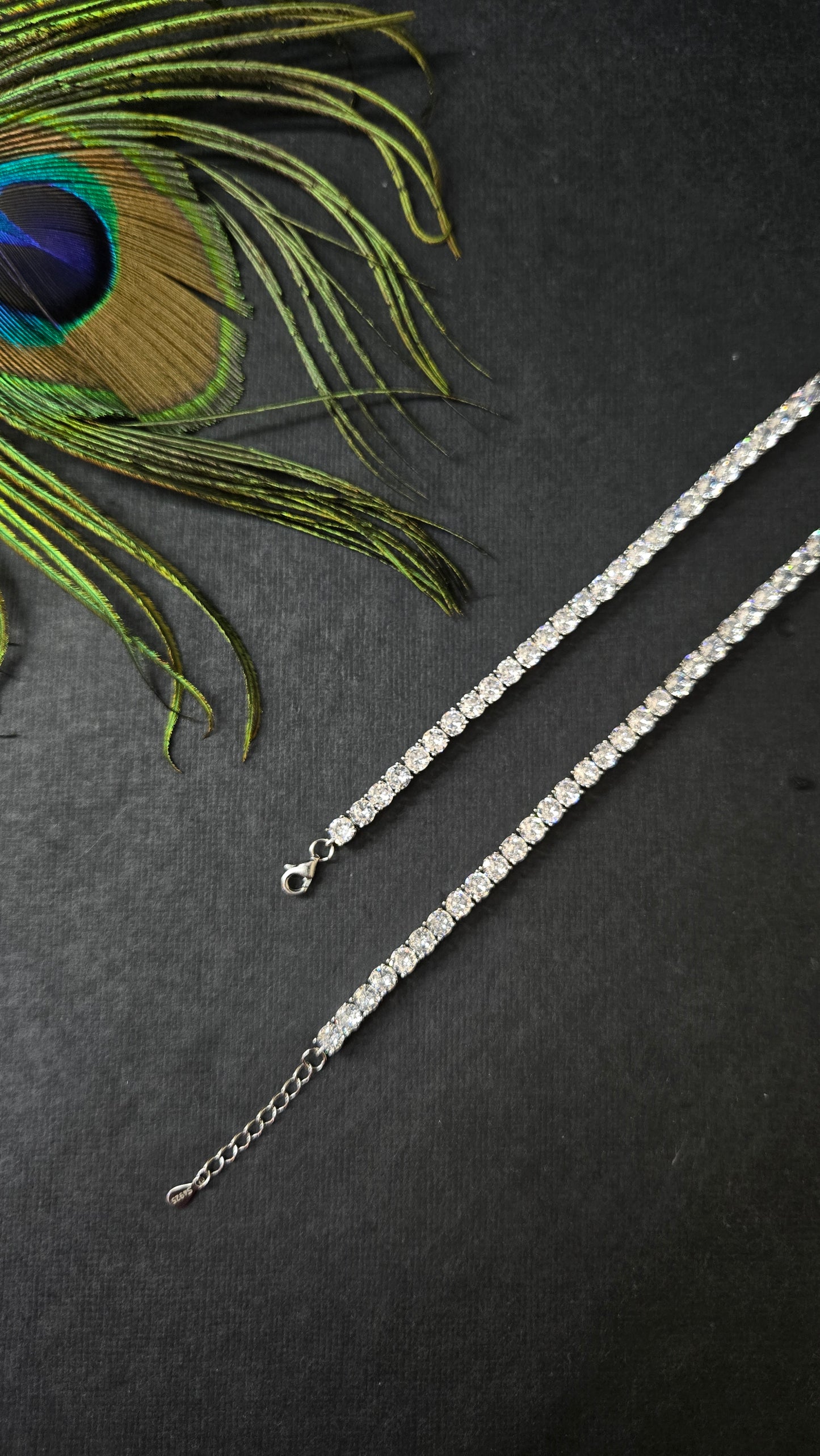 White Swarovski stoned anklets