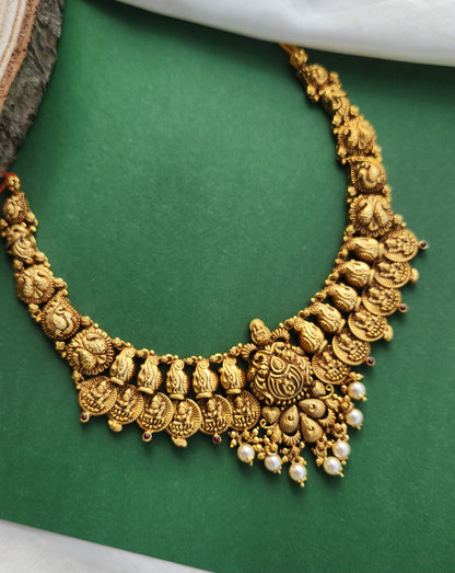 Laxmi and peacock Motif necklace