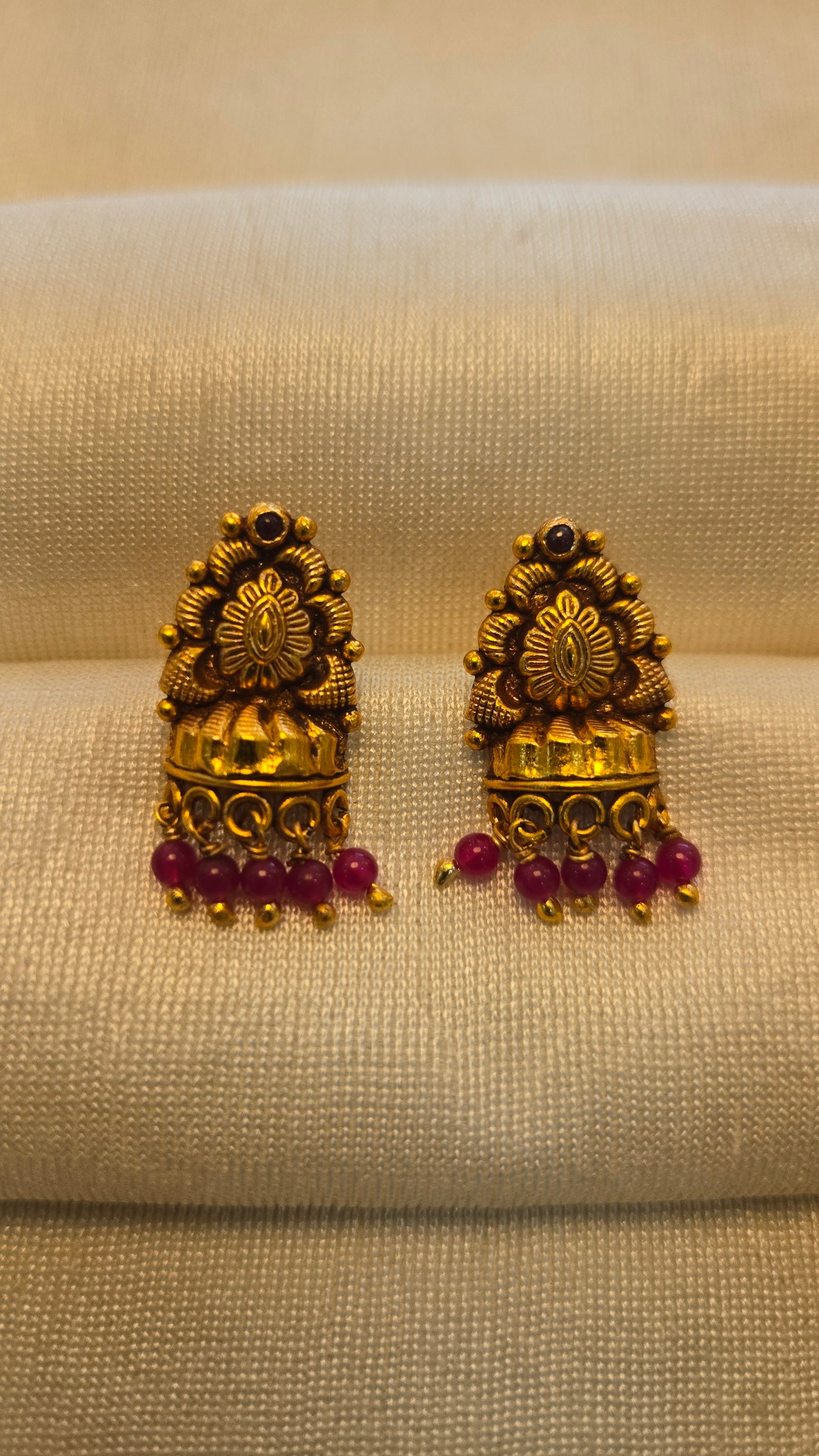 Half Jumkas with red beads
