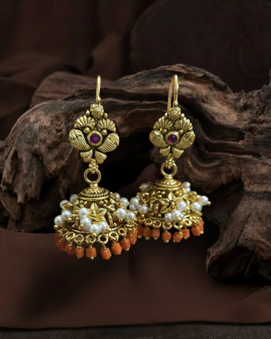 Coral Hook Nagas Jhumka