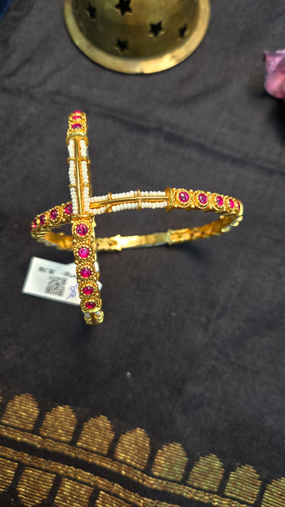 Pearls and Ruby bangle