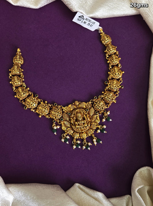Laxmi Nagas Necklace with green bead drops