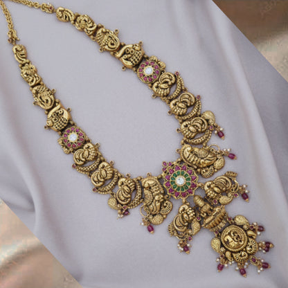 Deep Nagas Kundan and Mossonite long necklace