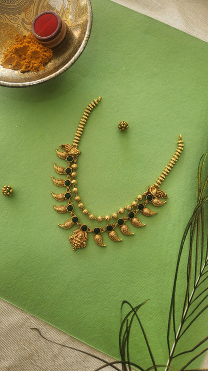 Mango green semi precious stones double layer Necklace