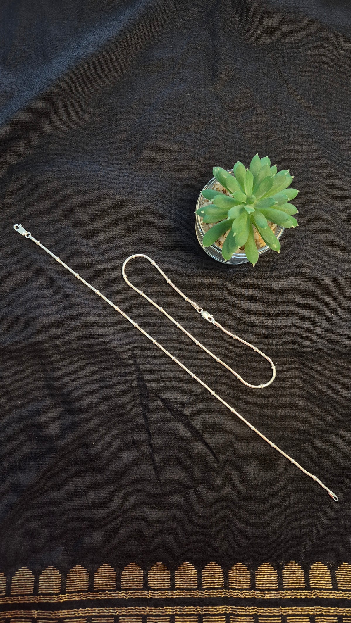 Round Snake chain with rings minimal anklets