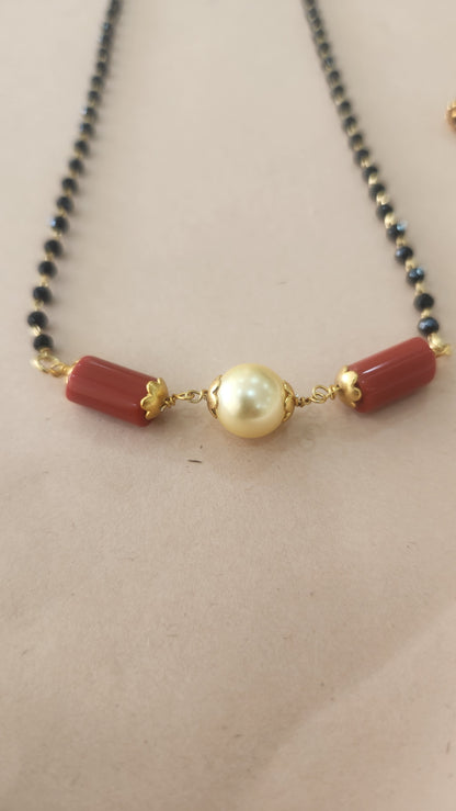 Mangalsutra chain with coral and pearl