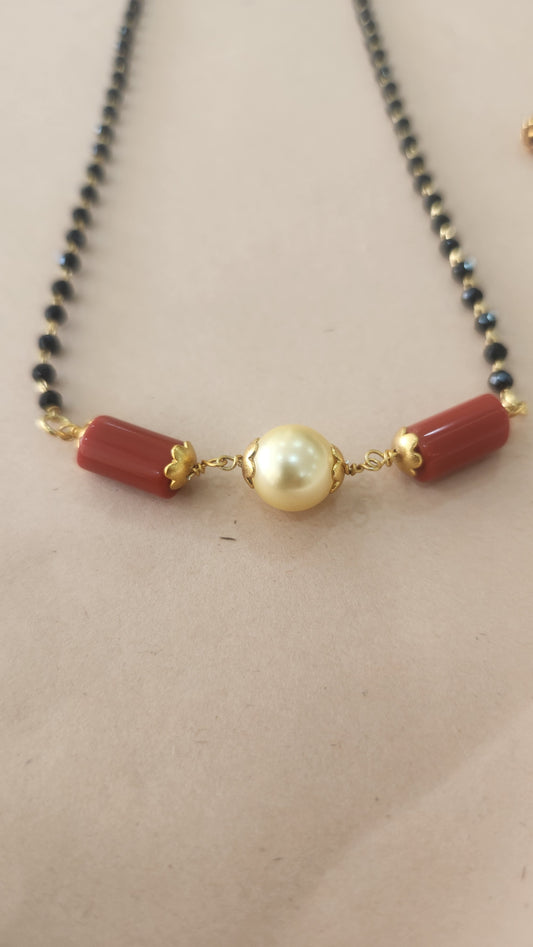 Mangalsutra chain with coral and pearl