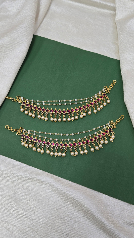 1 Red Kundan layer with 2 layer maati