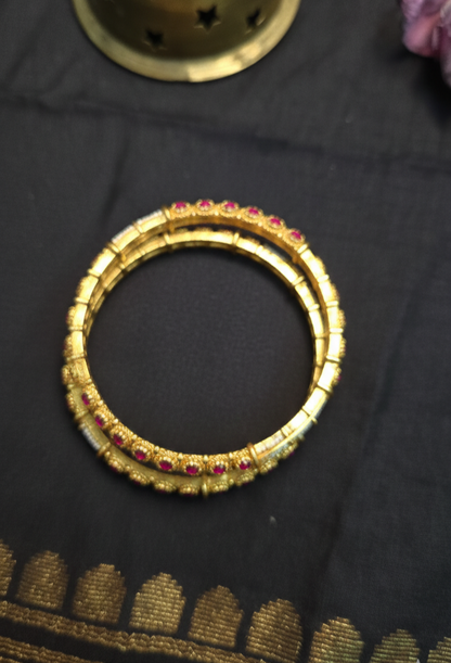 Pearls and Ruby bangle