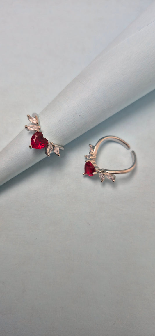 V style toe ring in Red